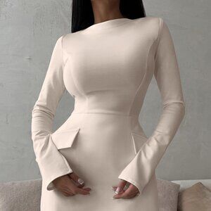 Long Sleeve Bodycon Mini Dress with Pockets | Formal Cocktail Dress